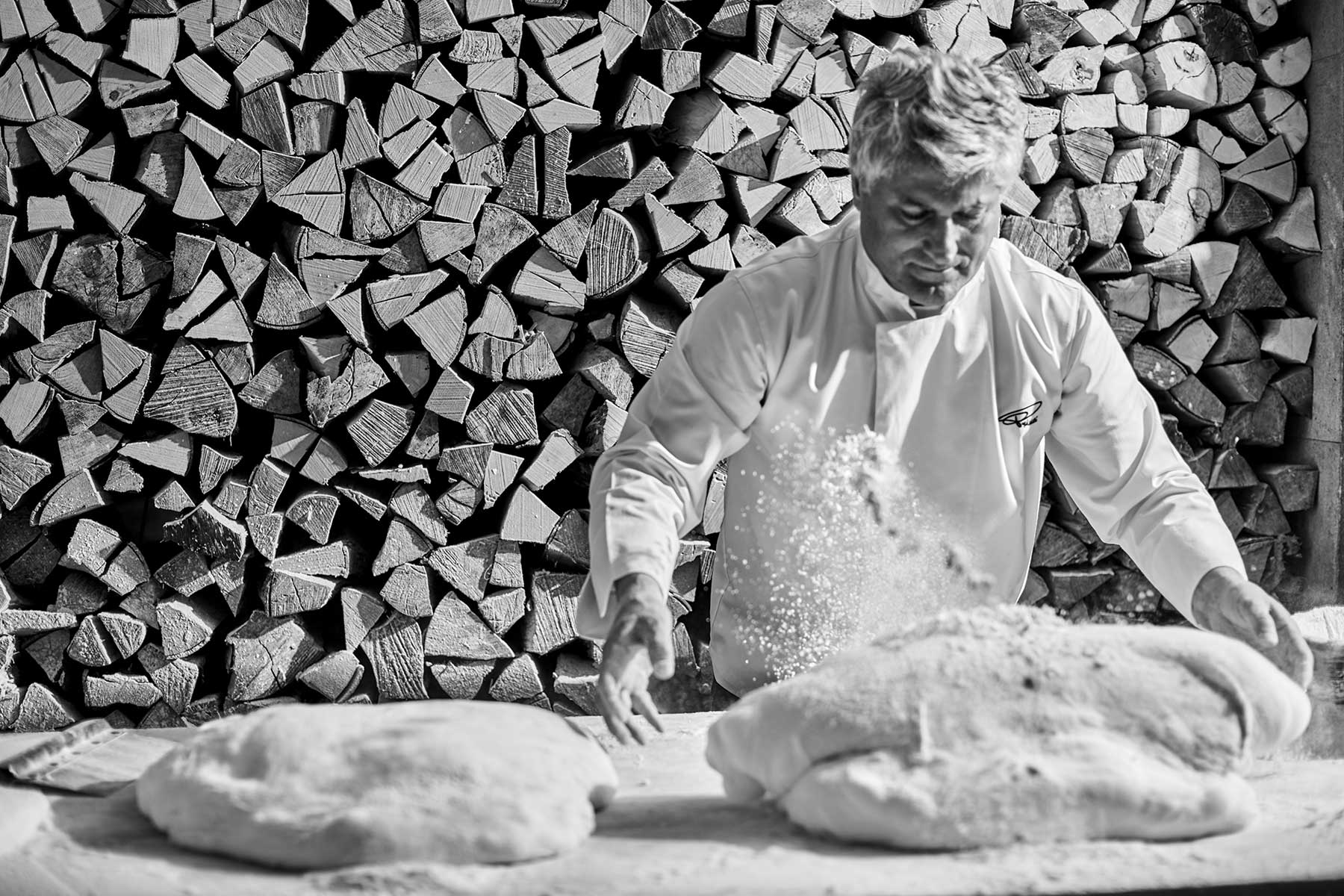 Rocco Princi works with bread dough and flour